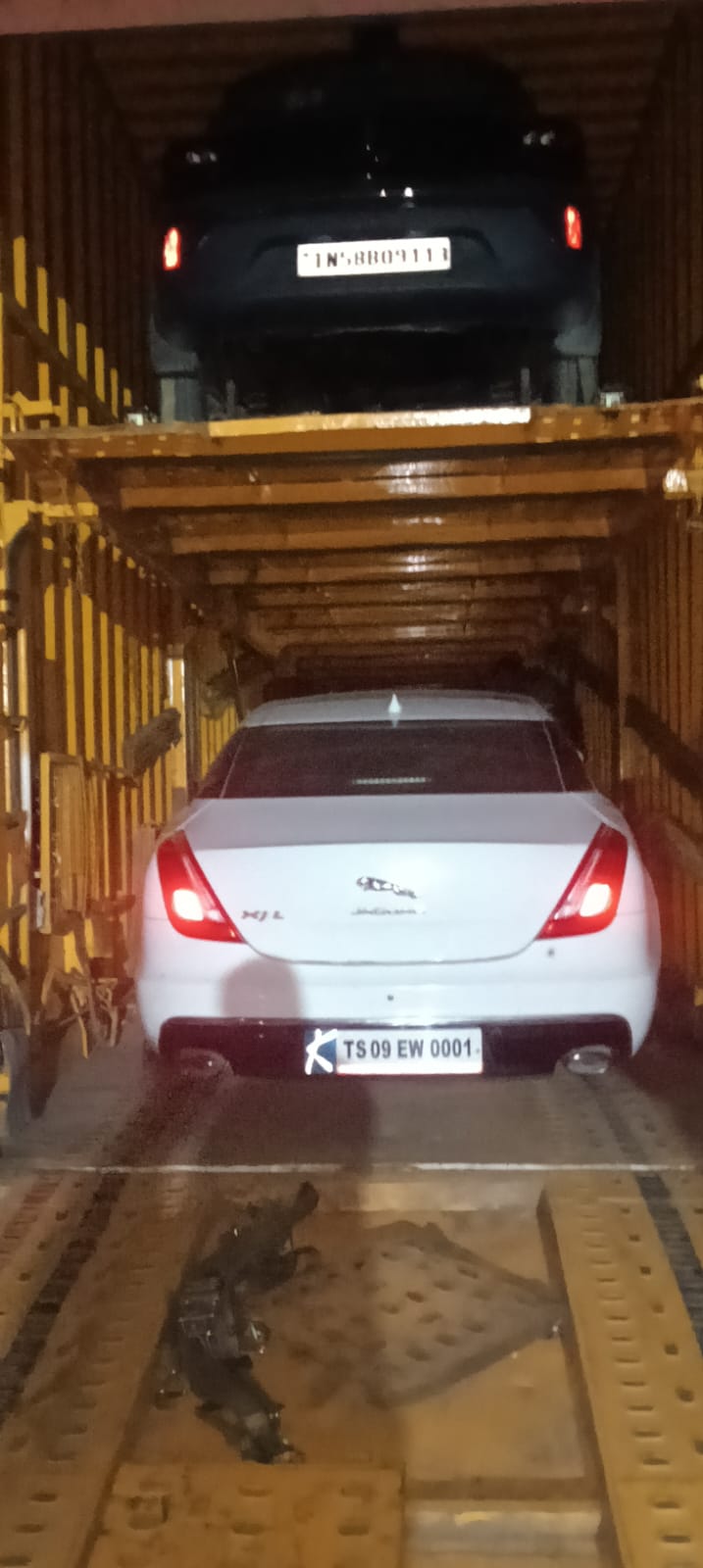 Luxury Car Secured in Covered Container Carrier